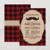 小さな男の子の赤ちゃんシャワー招待状 - ヒゲ 招待状 (正面/裏面)