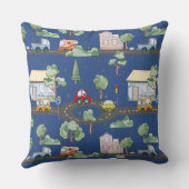 小さな男の子の青が可愛い街並み クッション (裏面)