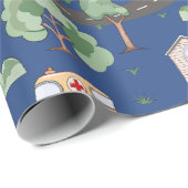 小さな男の子の青が可愛い街並み ラッピングペーパー (ロールコーナー)