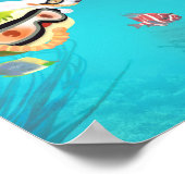 小さな男の子は犬とダイビング ポスター (角)