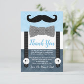 小さな男の子ひげ青い海軍の青い男の子シャワー サンキューカード (スタンド正面)