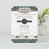 小さな男の子サファリゾーンズゼブラベビーシャワー 招待状 (スタンド正面)