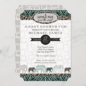 小さな男の子サファリゾーンズゼブラベビーシャワー 招待状 (正面/裏面)