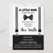 小さな男の子ブラックグレーボウタイベビーシャワー 招待状 (正面)