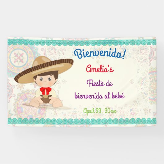 小さな男の子 スペイン メキシコ ソンブレロ ニニョ 横断幕 (横)