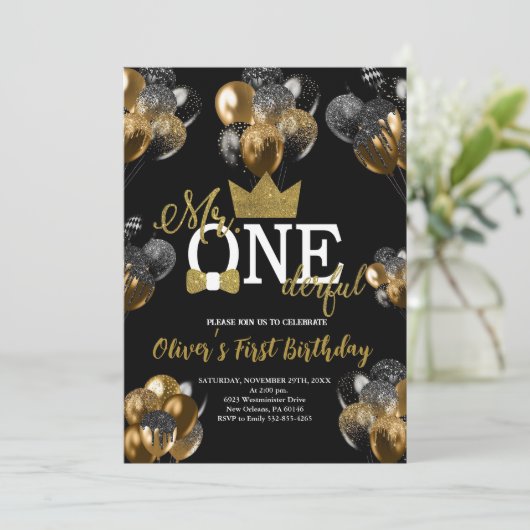 小さな男の子、ワンダー・フル・バースデー、風船 招待状 (スタンド正面)