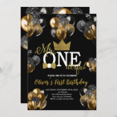 小さな男の子、ワンダー・フル・バースデー、風船 招待状 (正面/裏面)