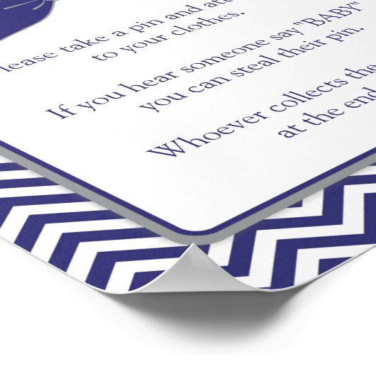 小さな男の弓タイ赤ちゃんシャワー言わないベビー標識 ポスター (角)