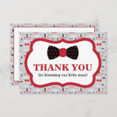 小さな男の感謝カード、赤、黒、蝶ネクタイ サンキューカード (正面/裏面)