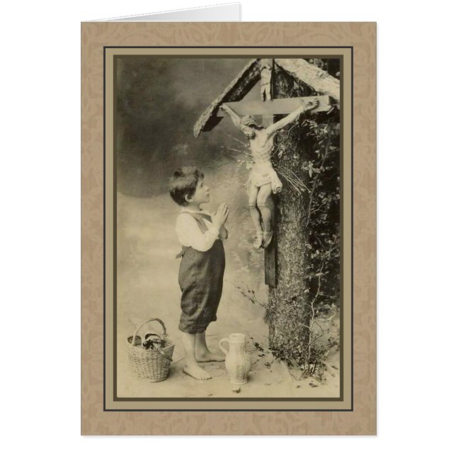 小さな男の祈子は十字架の上でイエスに (正面)