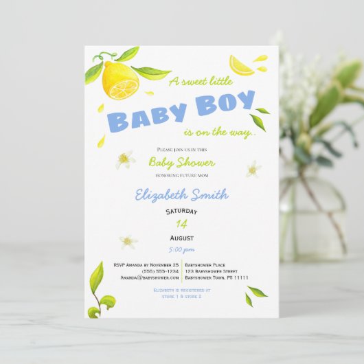 小さな男の赤ちゃんでバビシャワーを浴びる 招待状 (スタンド正面)