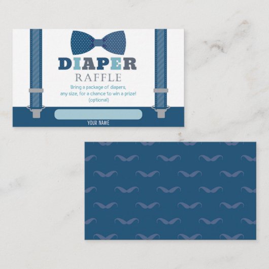 小さな男の赤ちゃんシャワーおむつラッフルカード エンクロージャーカード (正面/裏面)