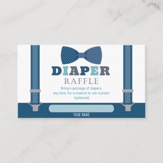 小さな男の赤ちゃんシャワーおむつラッフルカード エンクロージャーカード (正面)