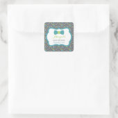 小さな男の赤ちゃんシャワーのシール，ティール（緑がかった色），緑，灰色 スクエアシール (バッグ)