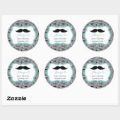 小さな男の赤ちゃんシャワーのステッカー、ティール（緑がかった色）、グレー、黒 ラウンドシール (シート)