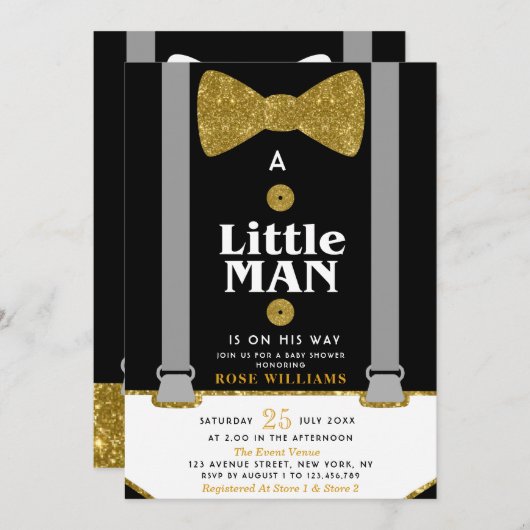 小さな男の赤ちゃんシャワーの招待状 招待状 (正面/裏面)