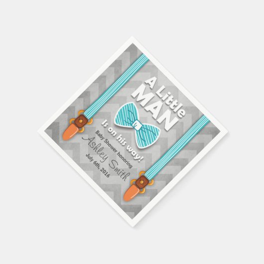 小さな男の赤ちゃんシャワー紙ナプキンボウタイブルー スタンダードカクテルナプキン (角)