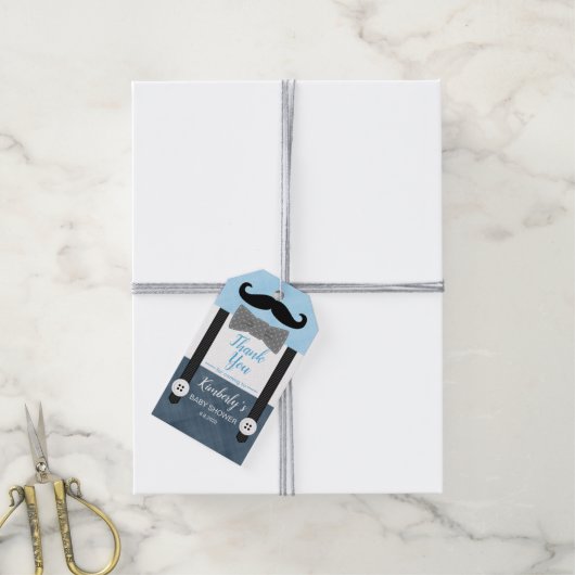 小さな男の赤ちゃん青の海軍の男の子の赤ちゃんシャワーの好意 ギフトタグ (より糸付き)