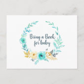 小さな男の赤ん坊のシャワーがブックカードを持ってくる インビテーションポストカード (裏面)