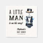 小さな男の赤ん坊シャワー黒タキシードモノグラムの スタンダードカクテルナプキン (正面)