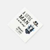 小さな男の赤ん坊シャワー黒タキシードモノグラムの スタンダードカクテルナプキン (角)