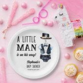 小さな男の赤ん坊シャワー黒タキシードモノグラムの ペーパープレート (パーティー)