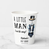 小さな男の赤ん坊シャワー黒タキシードモノグラムの 紙コップ (裏面)