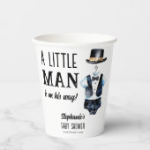 小さな男の赤ん坊シャワー黒タキシードモノグラムの 紙コップ (正面)