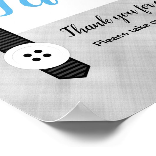 小さな男の青い灰色の男の子の赤ちゃんシャワーはサインを好む ポスター (角)