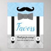 小さな男の青い灰色の男の子の赤ちゃんシャワーはサインを好む ポスター (正面)