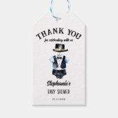 小さな男の黒タキシード帽子の赤ちゃんシャワーの好意 ギフトタグ (正面)