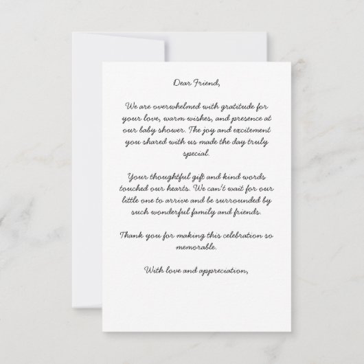 小さな男の黒タキシード帽子の赤ちゃんシャワー サンキューカード (裏面)