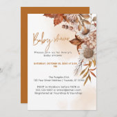 小さな男女兼用かぼちゃの秋ベビーシャワー 招待状 (正面/裏面)