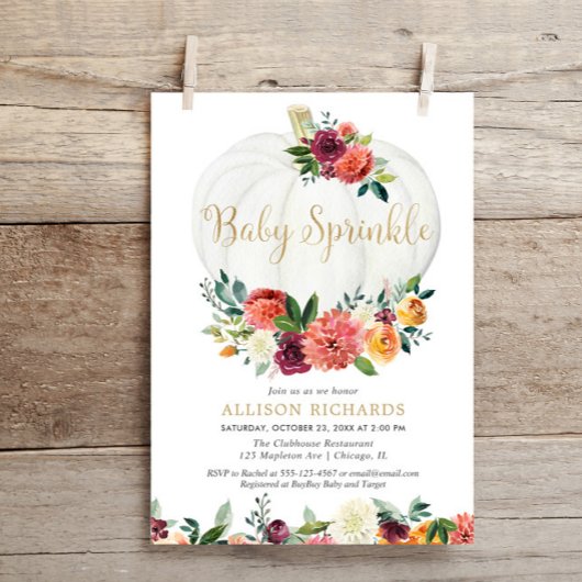 小さな男女兼用かぼちゃの秋ベビー散布 招待状