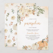 小さな男女兼用かぼちゃの赤ちゃんシャワー 招待状 (正面/裏面)