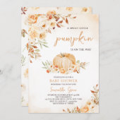 小さな男女兼用かぼちゃの赤ちゃんシャワー 招待状 (正面/裏面)