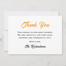 小さな男女兼用かわいこちゃん柑橘系ベビーシャワー サンキューカード