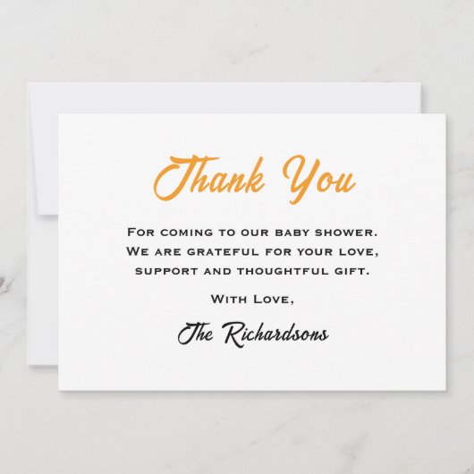 小さな男女兼用かわいこちゃん柑橘系ベビーシャワー サンキューカード (正面)