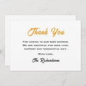 小さな男女兼用かわいこちゃん柑橘系ベビーシャワー サンキューカード (正面/裏面)