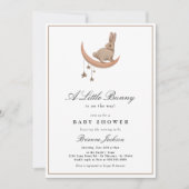 小さな男女兼用バニームーンスターズ赤ちゃんシャワー 招待状 (正面)