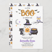 小さな男女兼用ブーの赤ちゃんシャワー 招待状 (正面/裏面)