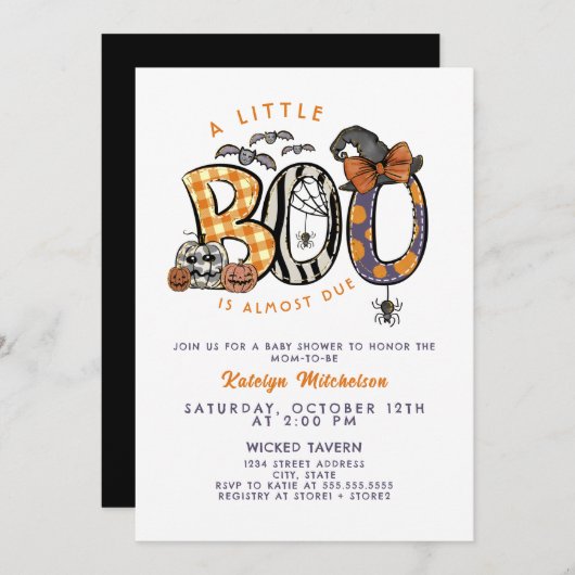 小さな男女兼用ブーは赤ちゃんシャワーが原因 招待状 (正面/裏面)