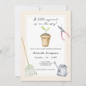 小さな男女兼用芽の赤ちゃんシャワー 招待状 (正面)