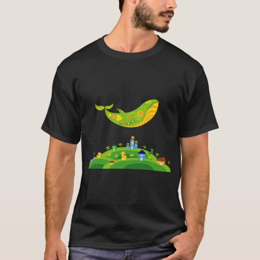 小さな町にクジラ Tシャツ (正面)