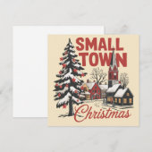 小さな町のクリスマス カントリー農家 ファミリー レトロ シーズンカード (正面/裏面)
