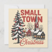 小さな町のクリスマス カントリー農家 ファミリー レトロ シーズンカード (正面)