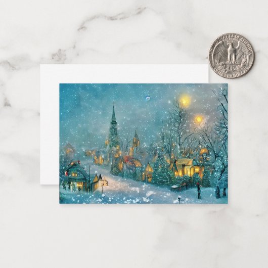 小さな町のクリスマス　予算ぎりぎりのクリスマス ノートカード (正面/裏面インサイチュ)