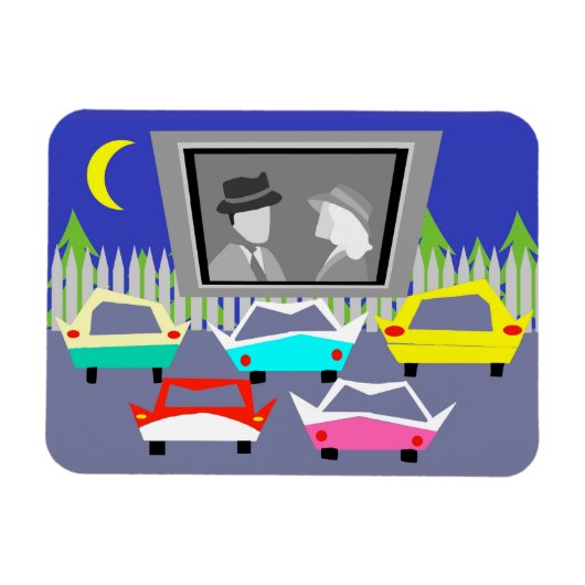 小さな町のドライブインムービーFlexiマグネット マグネット (横)