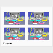 小さな町のドライブイン映画のシール 長方形シール (シート)