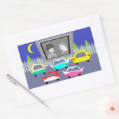 小さな町のドライブイン映画のシール 長方形シール (封筒)